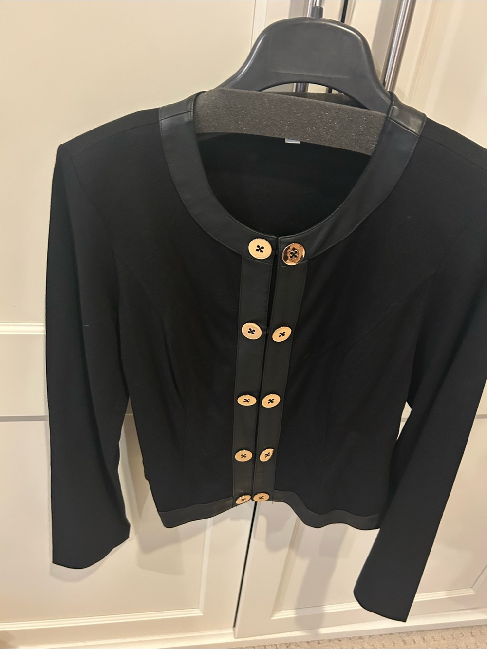 CAbi Black Button-Front jacket with Gold Buttons